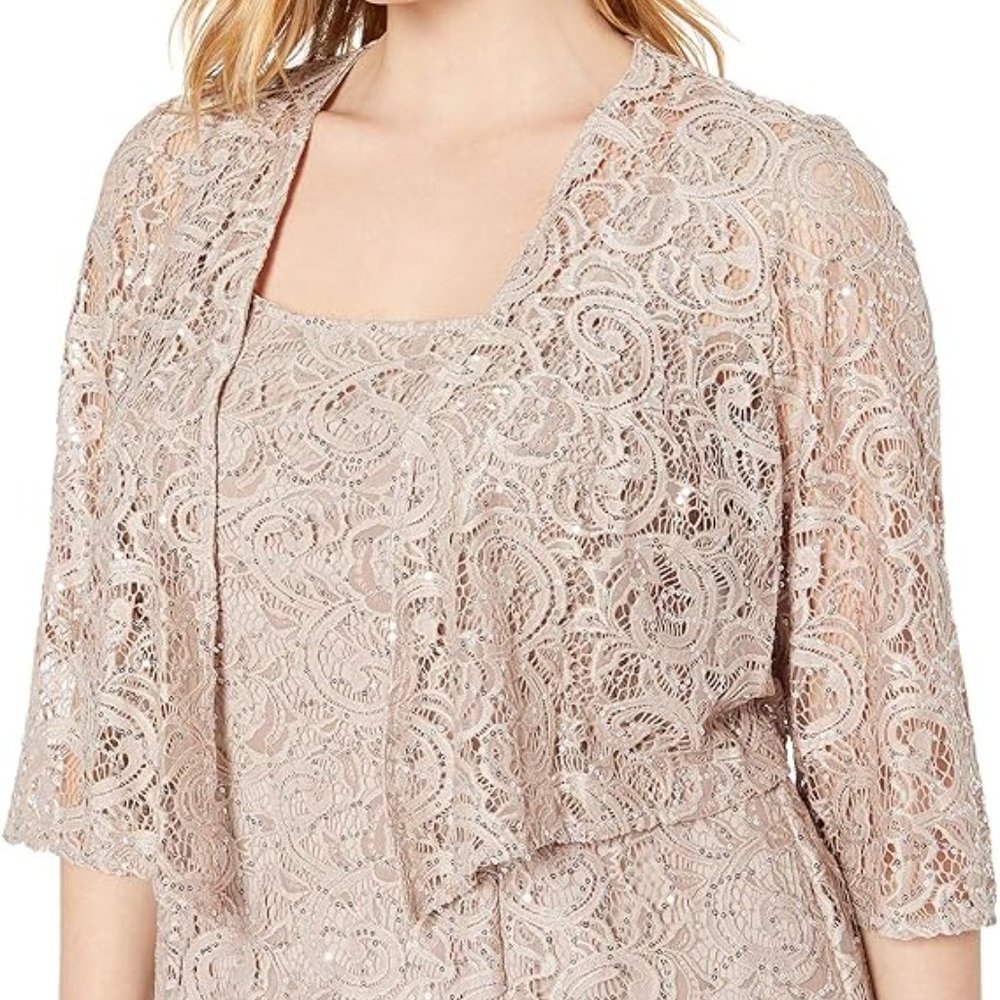 Alex Evenings Women's Two-Piece Set with Long Dress and Jacket, Plus Size 24